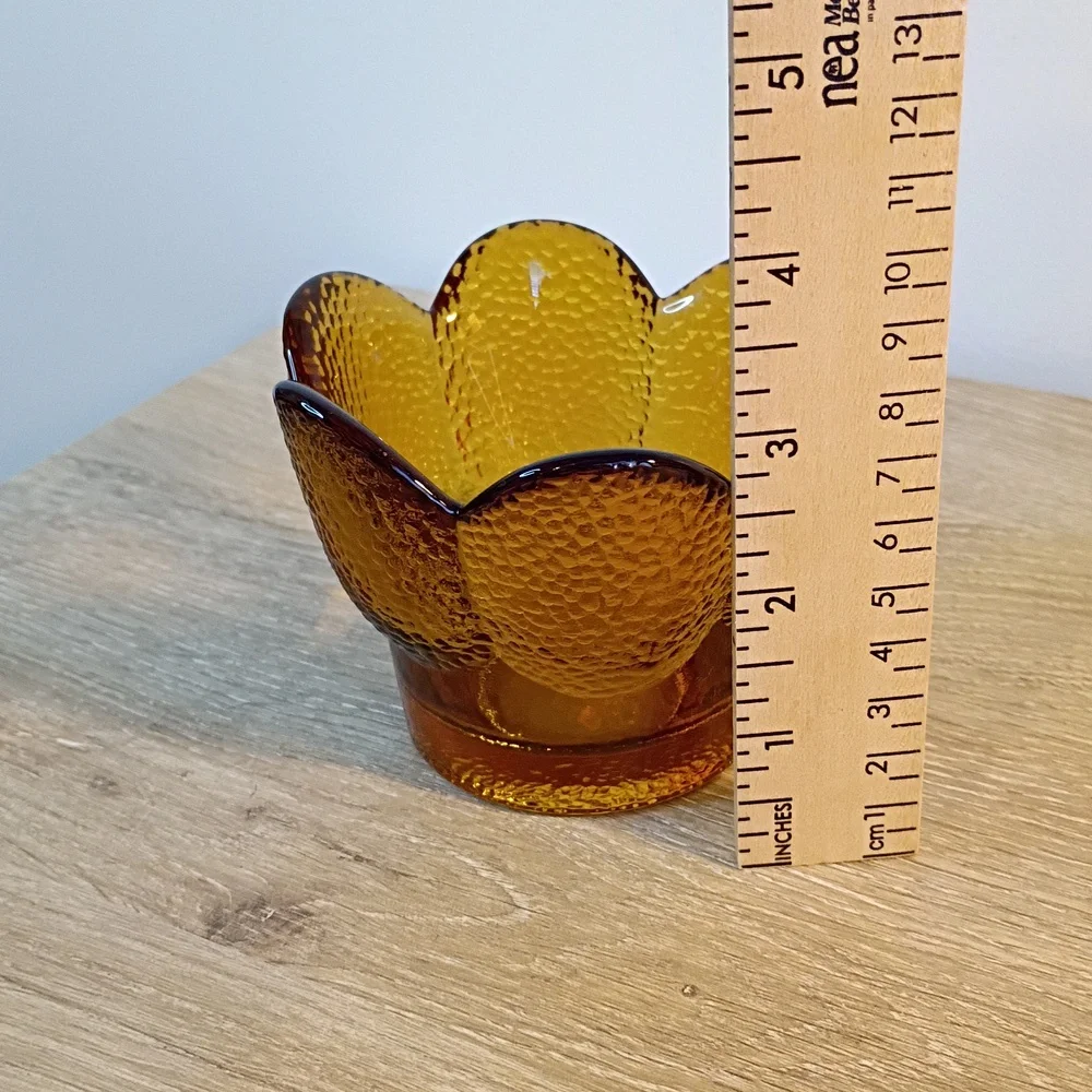 Viking Amber Gold Pressed Flower Tea Light Holder
